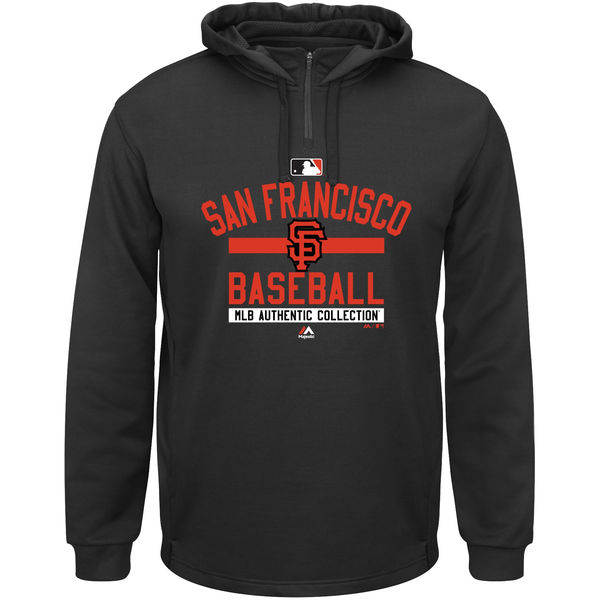 Men San Francisco Giants Majestic AC Team Property On-Field Solid Therma Base Hoodie Black